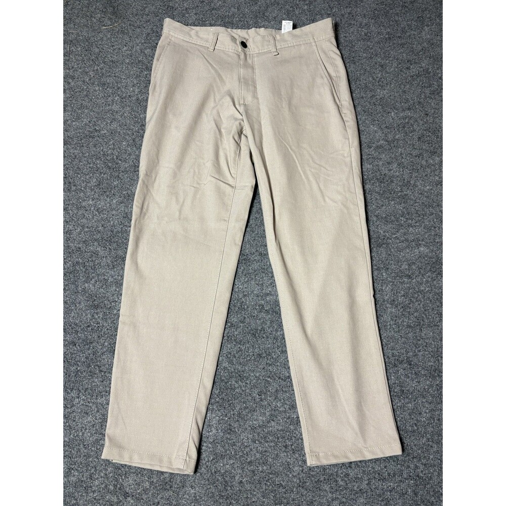 Zara Chino Pants Mens 33x28 Beige Regular Fit Straight Stretch Flat Front Casual
